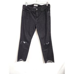 Free People Black Ripped Cuff Distressed Jeans Pants Women's Size 31